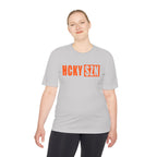 HCKYSZN (Flagship Logo) Adult Performance Tee - Silver/Orange