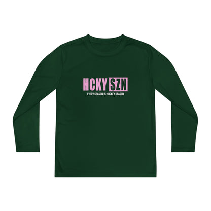 Every Season is HCKY SZN Youth Competitor Long Sleeve Tee (Pink Logo) - Various Colors