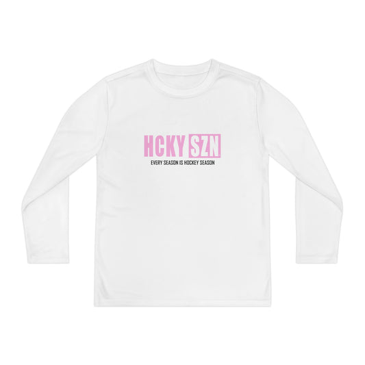 Every Season is HCKY SZN Youth Competitor Long Sleeve Tee (Pink Logo) - Various Colors
