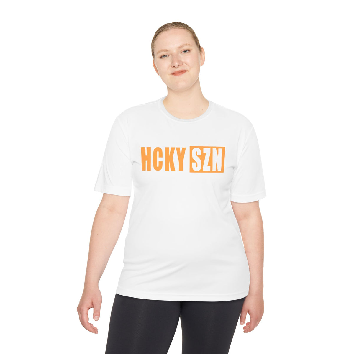 HCKYSZN (Flagship Logo) Adult Performance Tee - White/Mango