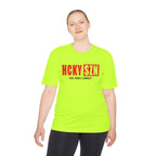 HCKYSZN (Deke Dangle) Adult Performance Tee - Neon Yellow/Cherry Red/Black