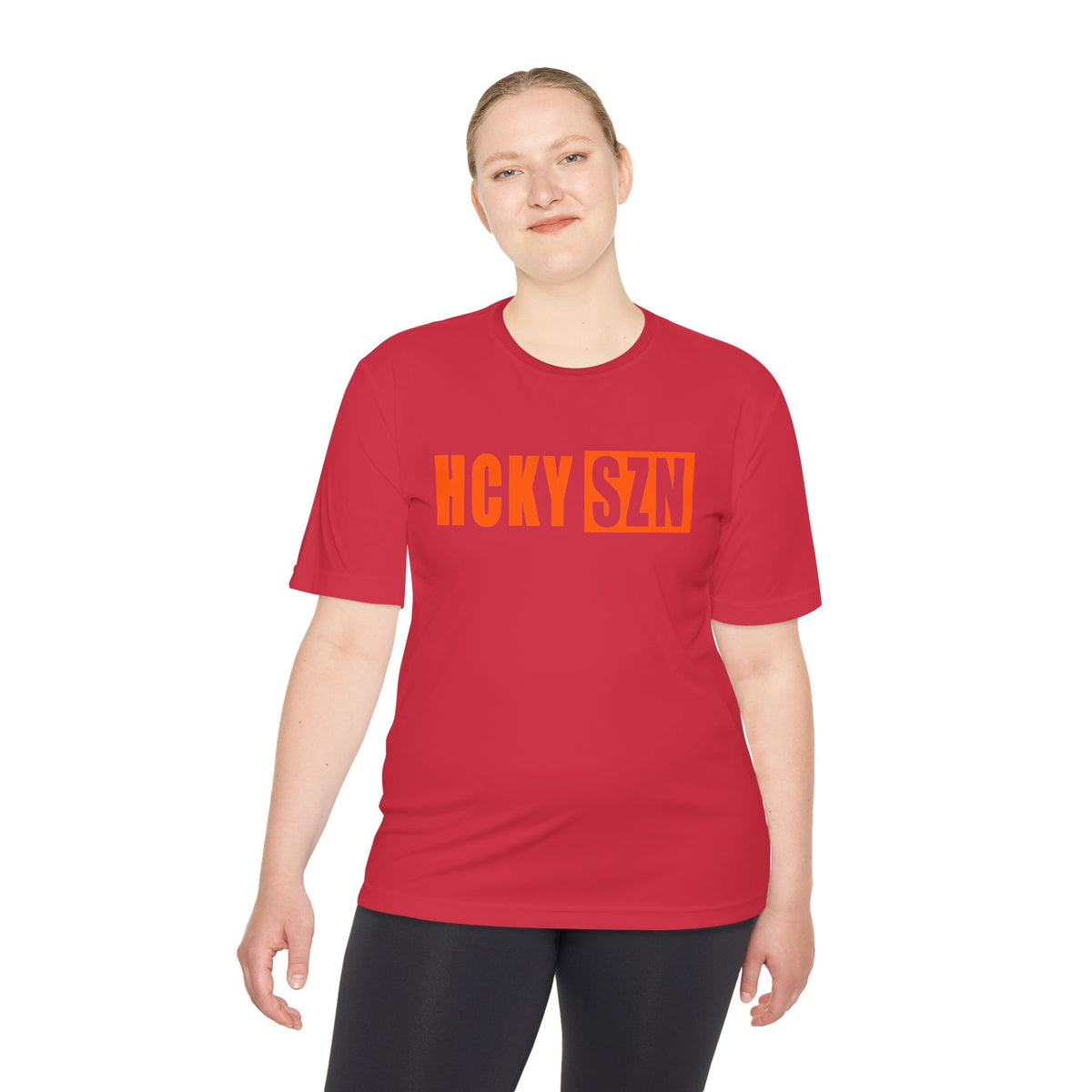 HCKYSZN (Flagship Logo) Adult Performance Tee - Red/Orange