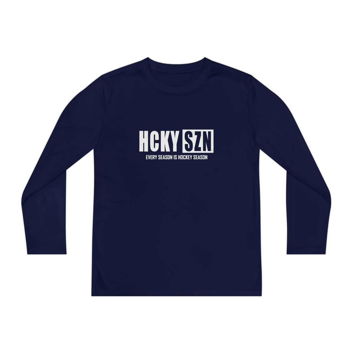 Every Season is HCKYSZN Youth Performance Long Sleeve Tee - White Logo