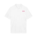HCKY SZN Embroidered Performance Hockey Polo (White/Hot Pink Logo)