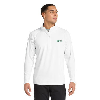 HCKY SZN Embroidered Quarter-Zip Pullover (White/Green)