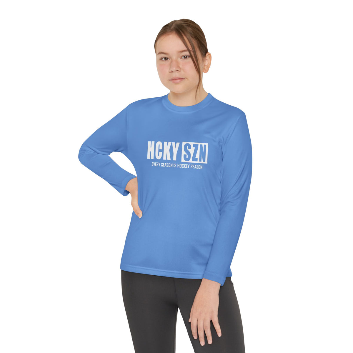 Every Season is HCKYSZN Youth Performance Long Sleeve Tee - White Logo