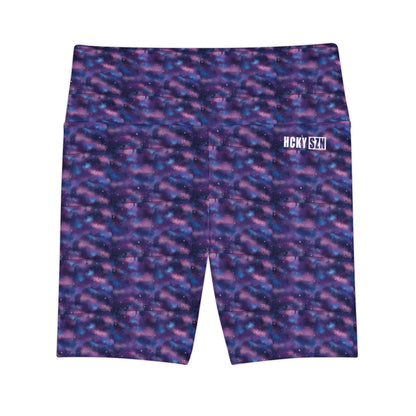 HKY SZN High Waisted Workout Shorts (Watercolor Galaxy)