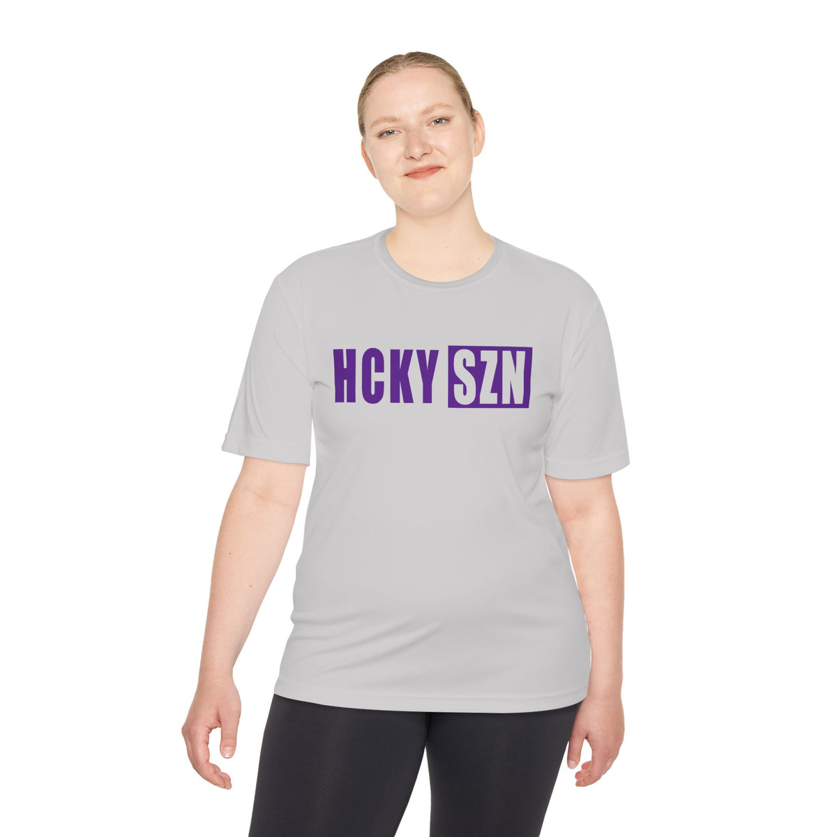 HCKYSZN (Flagship Logo) Adult Performance Tee - Silver/Purple
