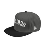 Upside Down HCKY SZN Embroidered Snapback Hat (Black/Charcoal)