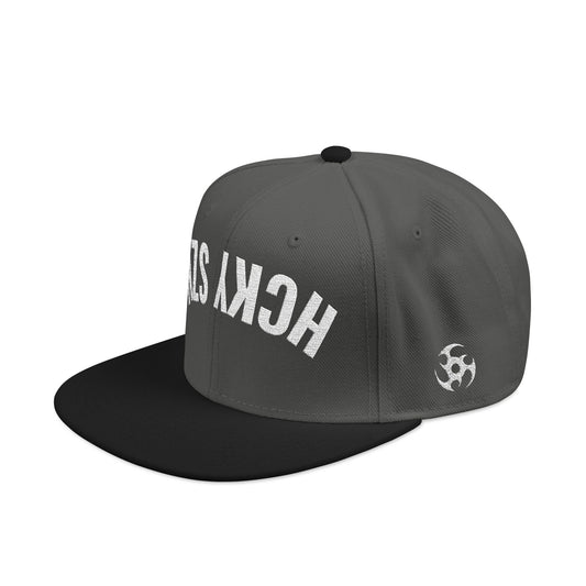 Upside Down HCKY SZN Embroidered Snapback Hat (Black/Charcoal)