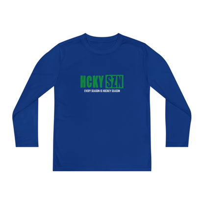 Every Season is HCKY SZN Youth Competitor Long Sleeve Tee (Green Logo) - Various Colors