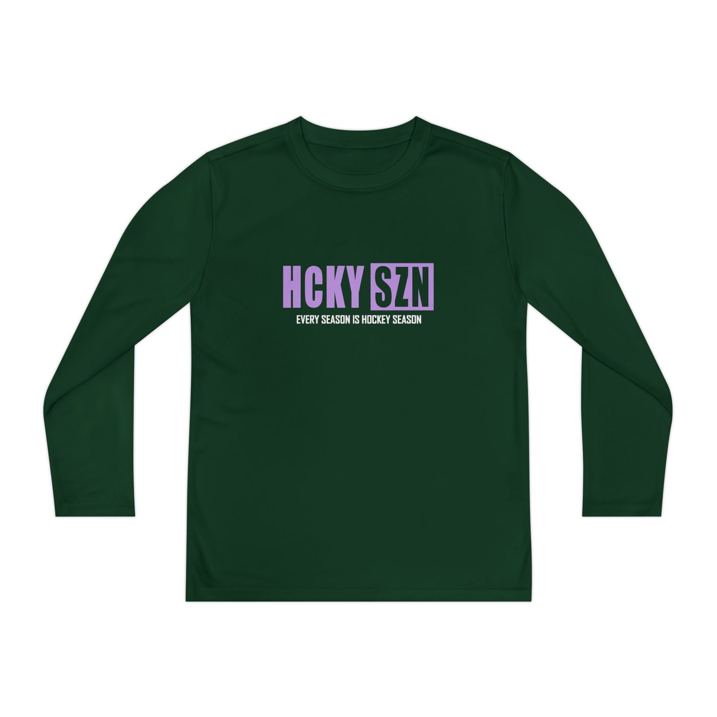 Every Season is HCKY SZN Youth Competitor Long Sleeve Tee (Lavender Logo) - Various Colors