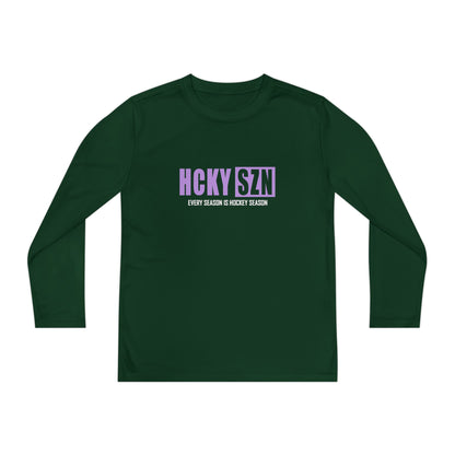 Every Season is HCKY SZN Youth Competitor Long Sleeve Tee (Lavender Logo) - Various Colors