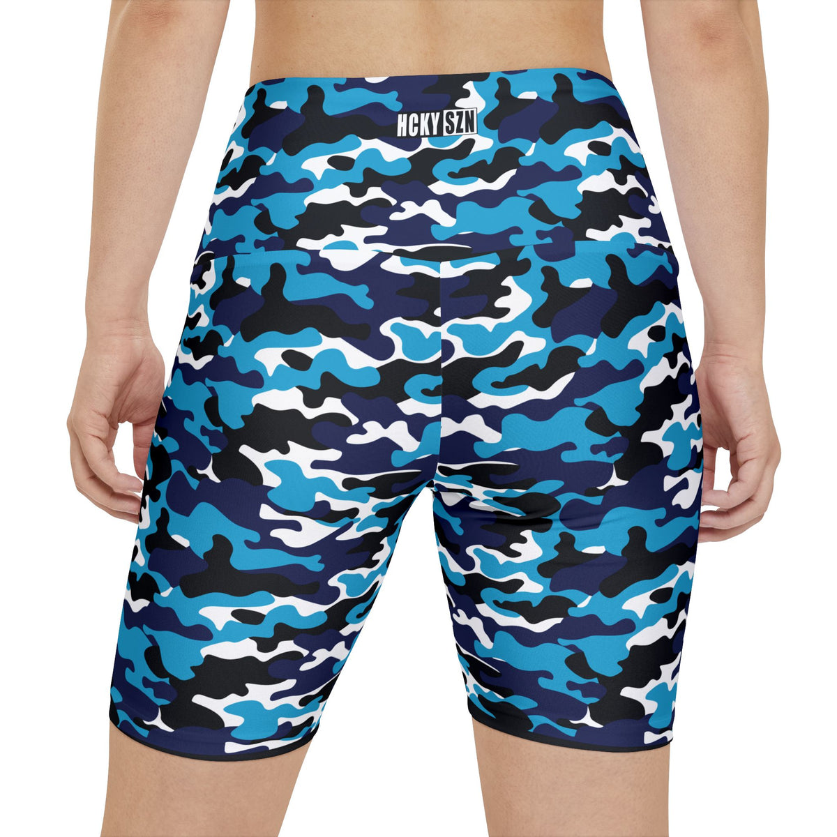 HKY SZN High Waisted Workout Shorts (Lightning Camo)