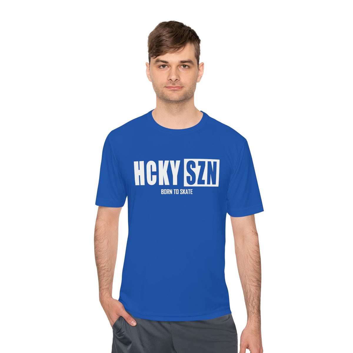 HCKYSZN (Born to Skate) Adult Performance Tee - Royal/White/White