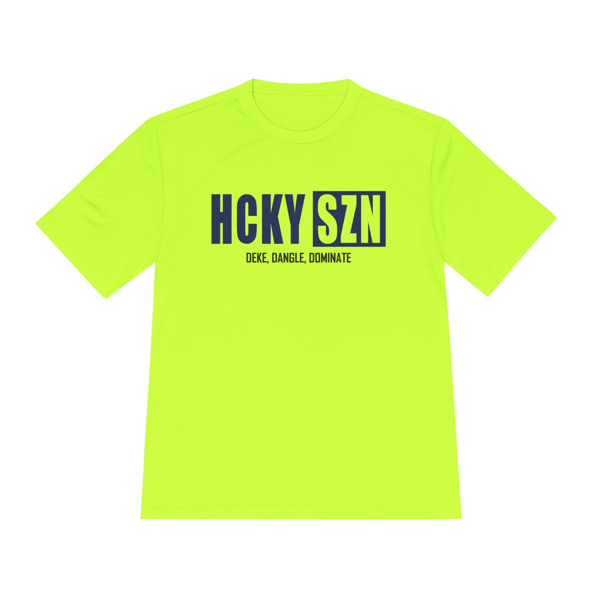HCKYSZN (Deke Dangle) Adult Performance Tee - Neon Yellow/Navy/Black