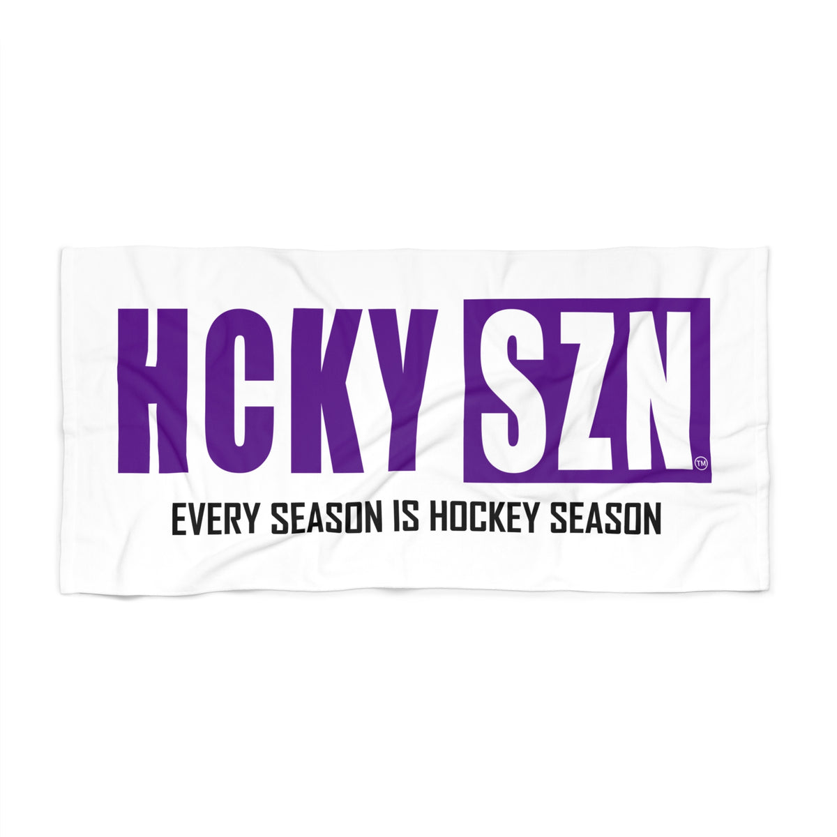 Every Season is HCKY SZN Beach Towel (White/Purple)