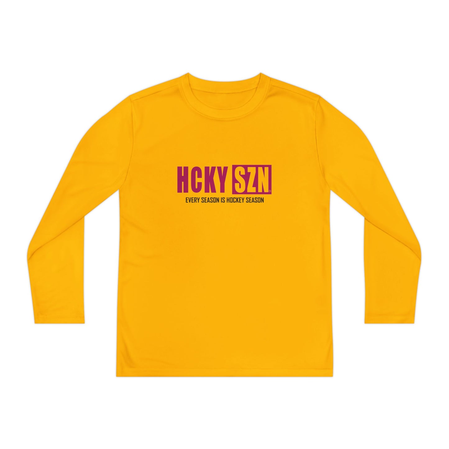 Every Season is HCKY SZN Youth Competitor Long Sleeve Tee (Raspberry Logo) - Various Colors