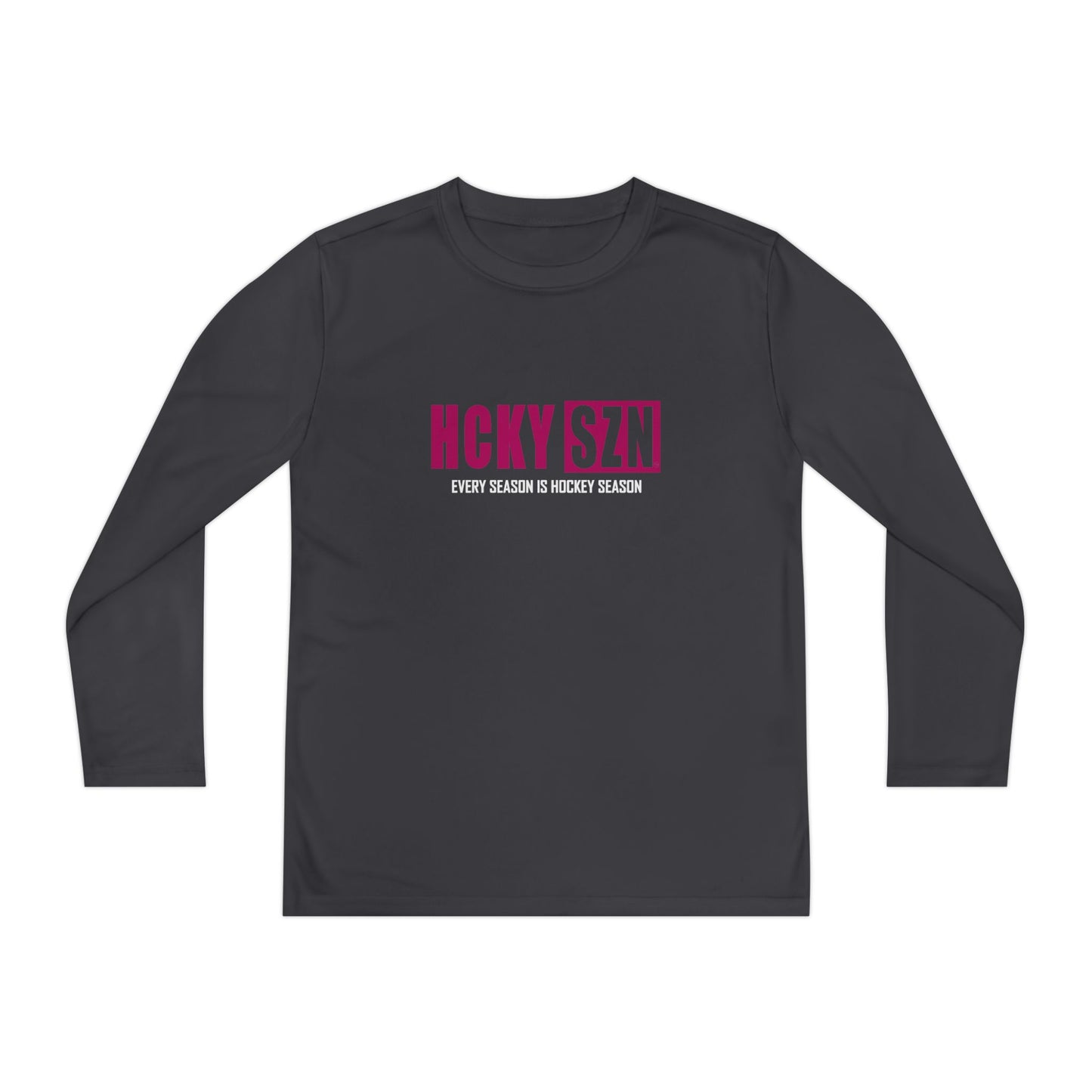 Every Season is HCKY SZN Youth Competitor Long Sleeve Tee (Raspberry Logo) - Various Colors