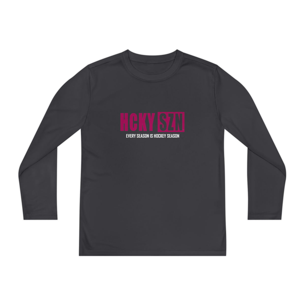 Every Season is HCKY SZN Youth Competitor Long Sleeve Tee (Raspberry Logo) - Various Colors