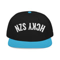 Upside Down HCKY SZN Embroidered Snapback Hat (Black/Aqua)