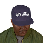 Upside Down HCKY SZN Embroidered Snapback Hat (Navy)