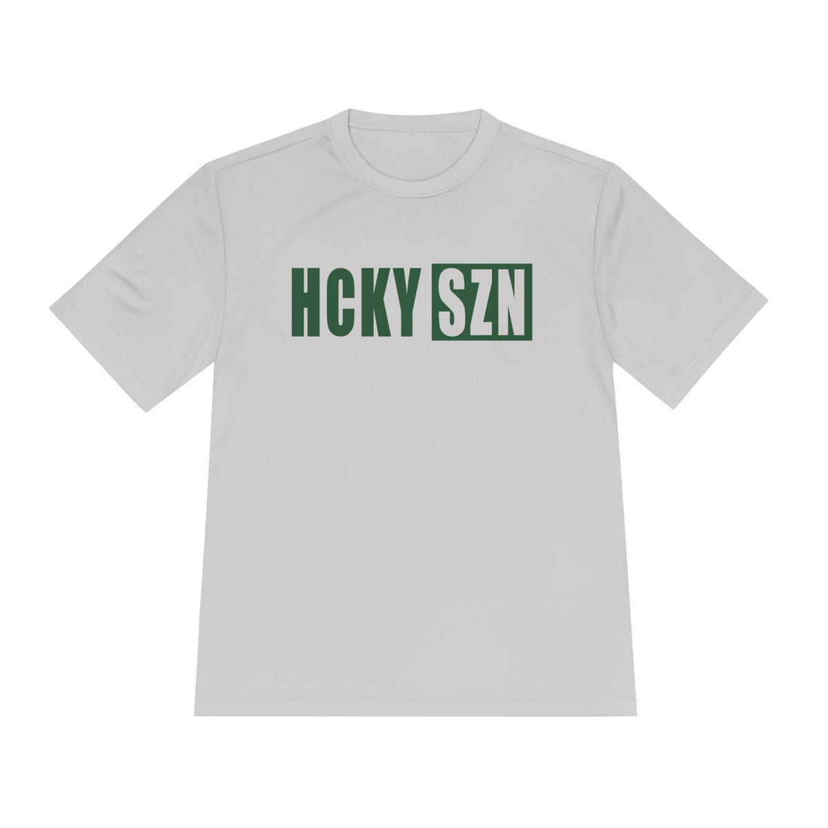 HCKYSZN (Flagship Logo) Adult Performance Tee - Silver/Forest Green
