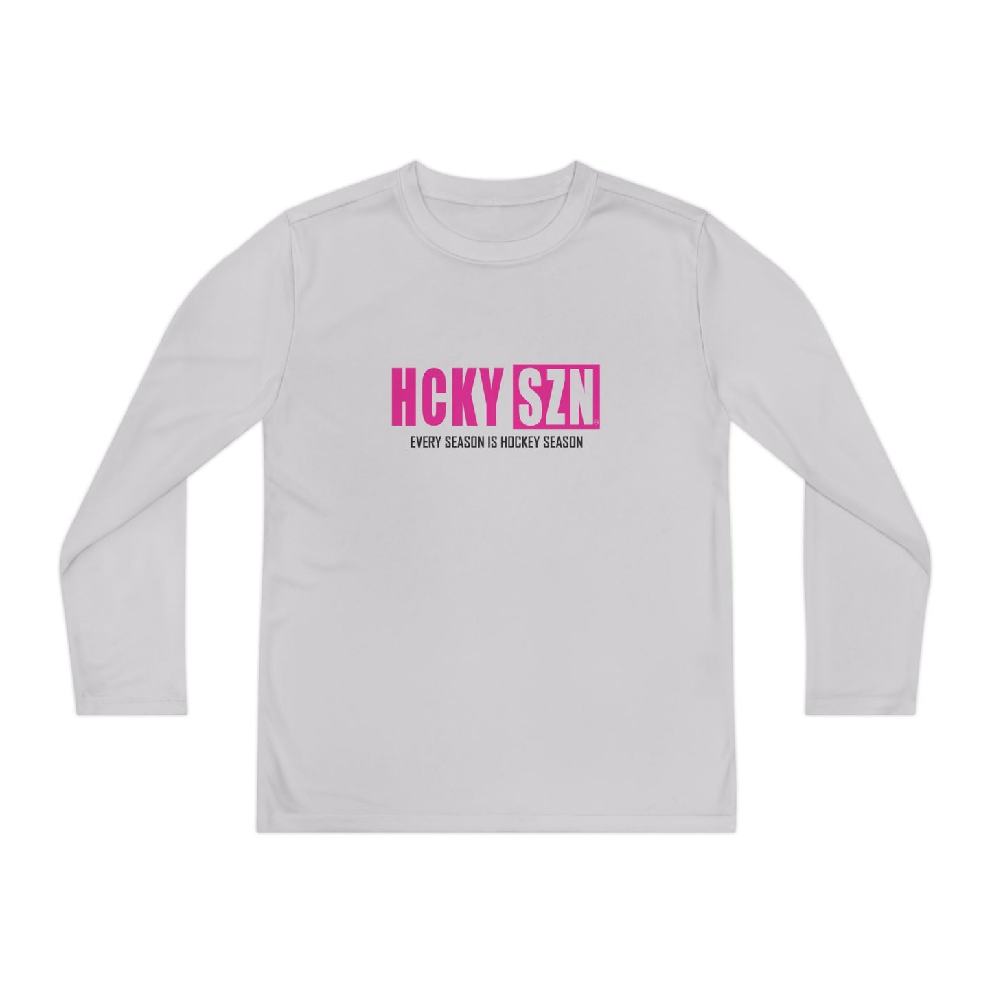Every Season is HCKY SZN Youth Competitor Long Sleeve Tee (Hot Pink Logo) - Various Colors