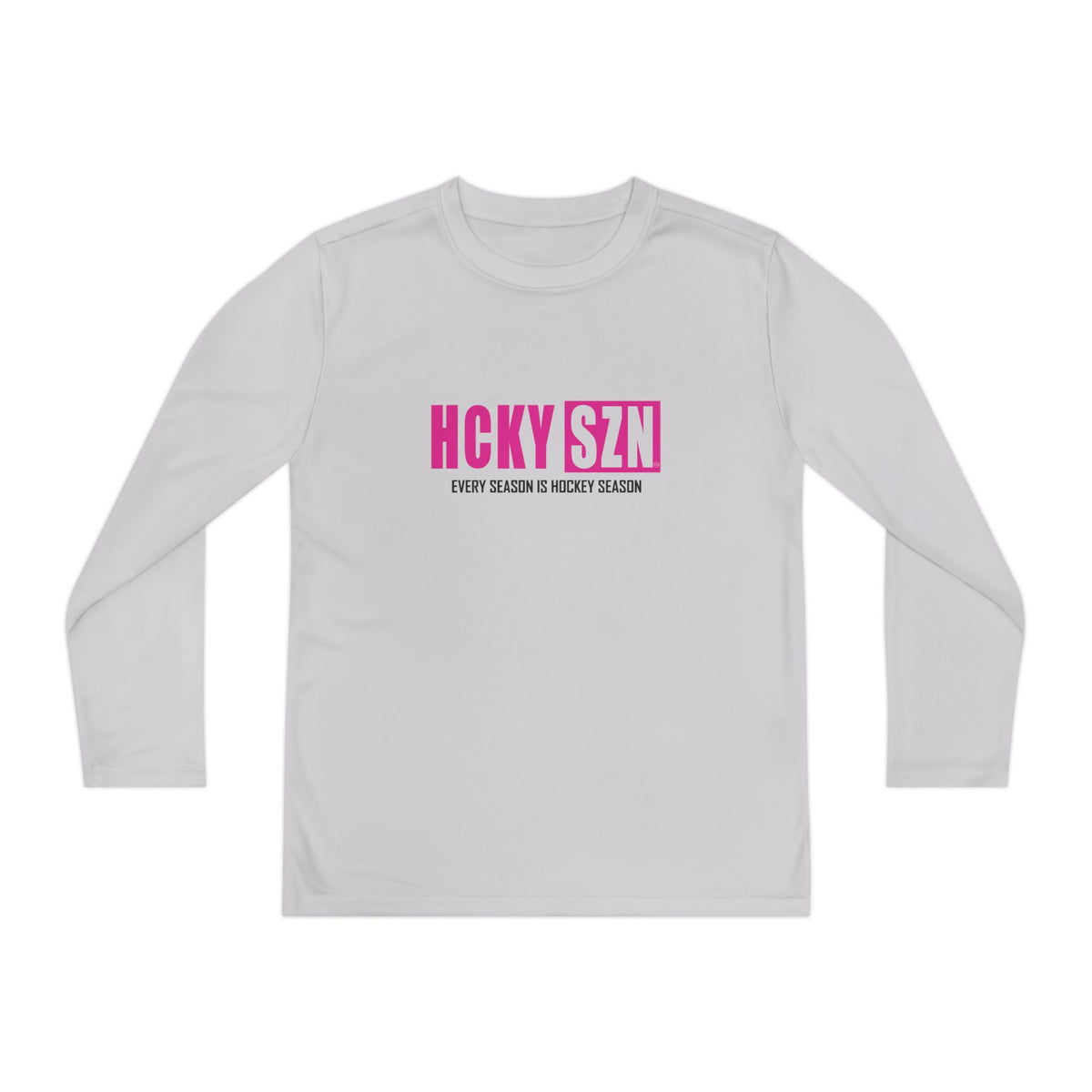 Every Season is HCKY SZN Youth Competitor Long Sleeve Tee (Hot Pink Logo) - Various Colors