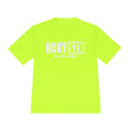 HCKYSZN (Deke Dangle) Adult Performance Tee - Neon Yellow/White/White