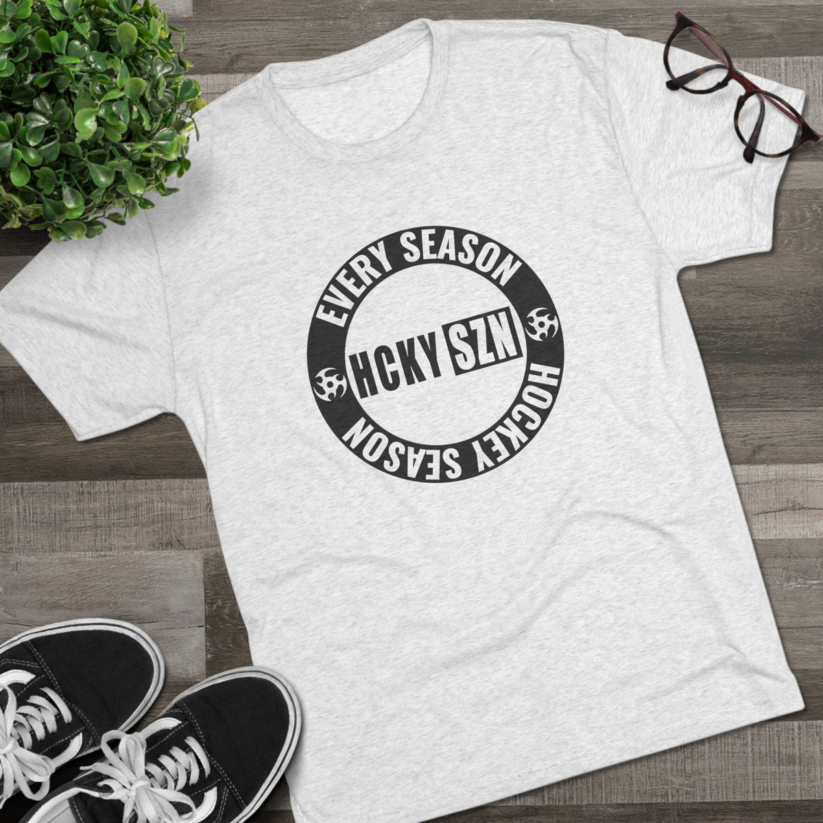 HCKY SZN Circle Logo TriBlend Tee Shirt (Black) - Various Colors