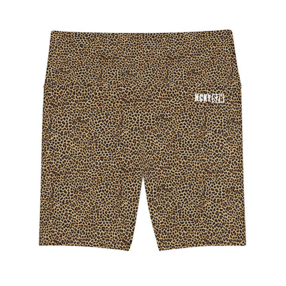 HKY SZN High Waisted Workout Shorts (Leopard Print)