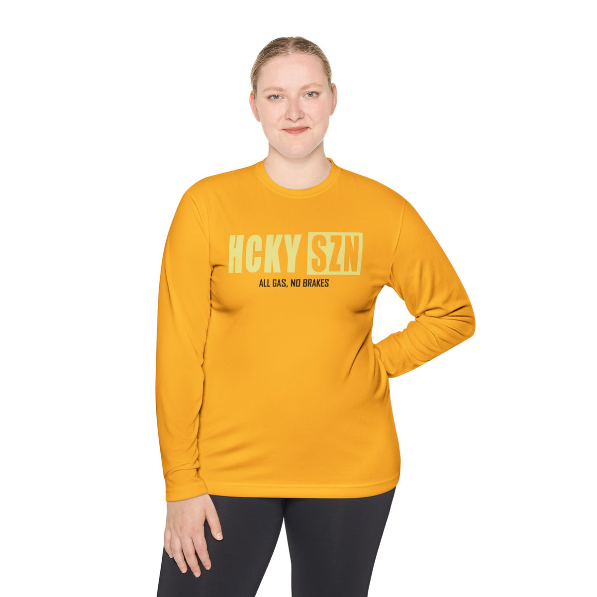 HCKYSZN (All Gas) Long Sleeve Adult Performance Tee - Gold/Sunflower/Black