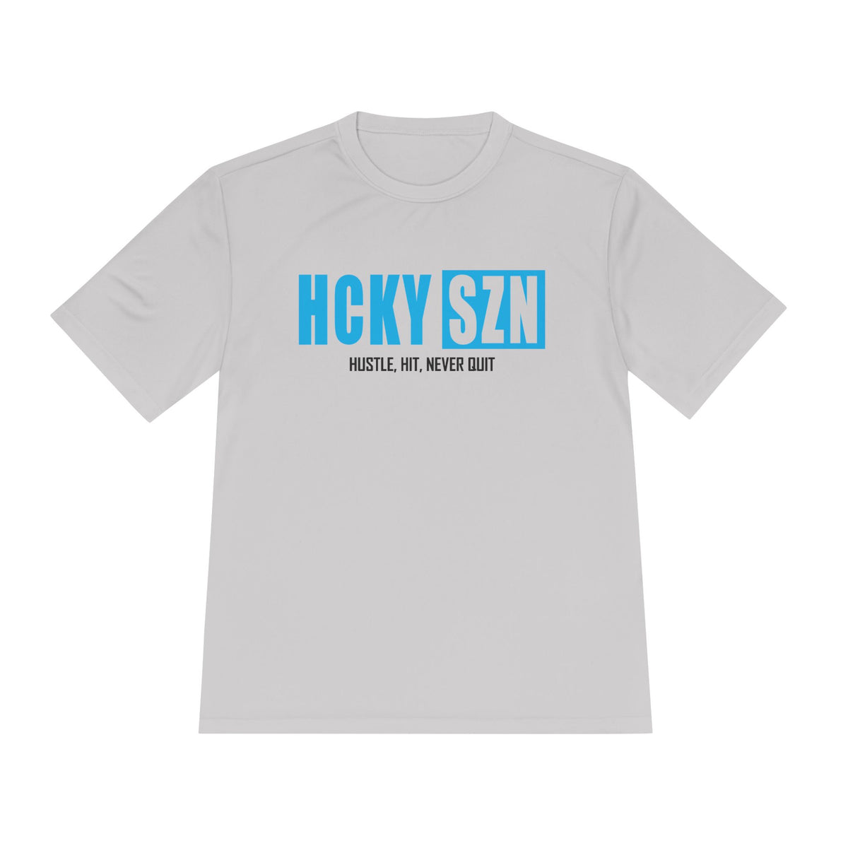 HCKYSZN (Hustle Hit) Adult Performance Tee - Silver/Sky Blue/Black