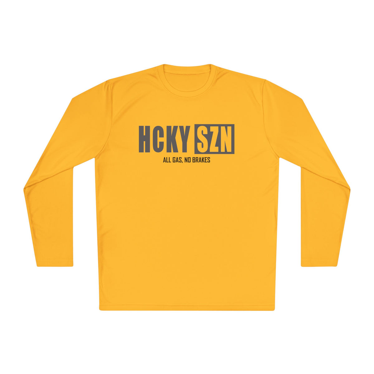 HCKYSZN (All Gas) Long Sleeve Adult Performance Tee - Gold/Smoke/Black