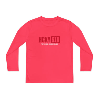 Every Season is HCKY SZN Youth Competitor Long Sleeve Tee (Red Logo) - Various Colors