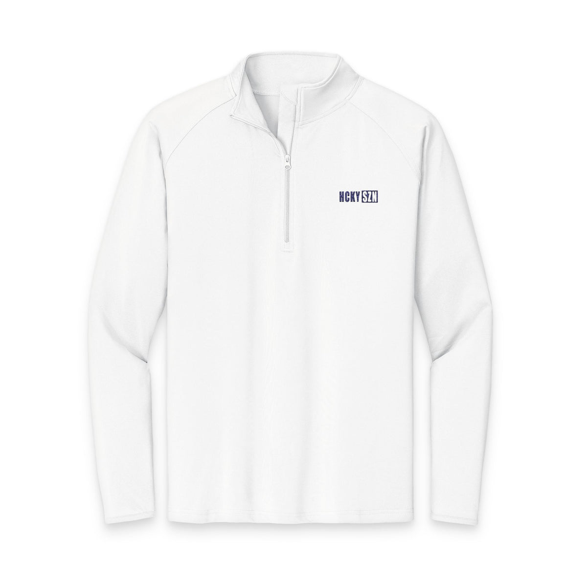 HCKY SZN Embroidered Quarter-Zip Pullover (White/Blue)