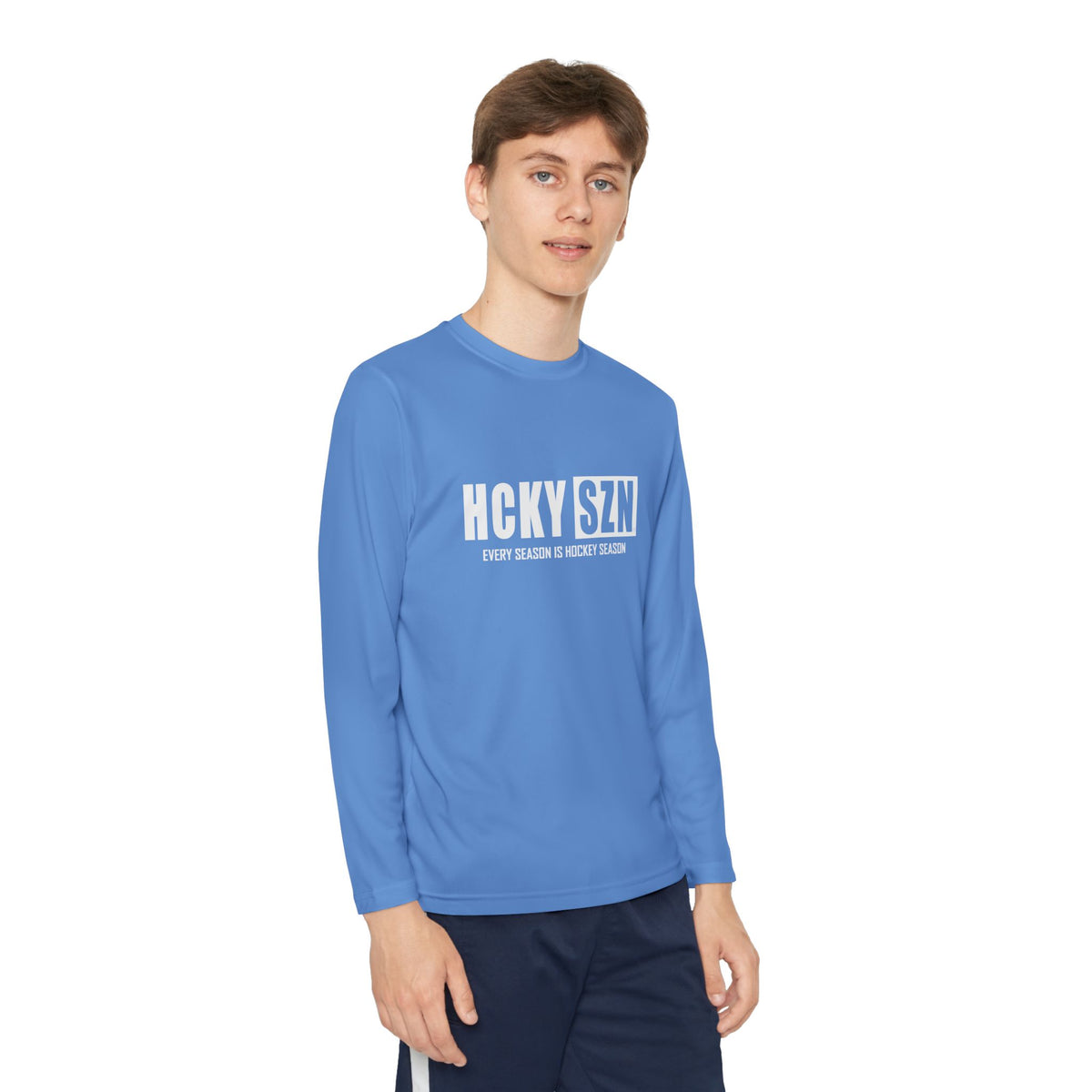 Every Season is HCKYSZN Youth Performance Long Sleeve Tee - White Logo