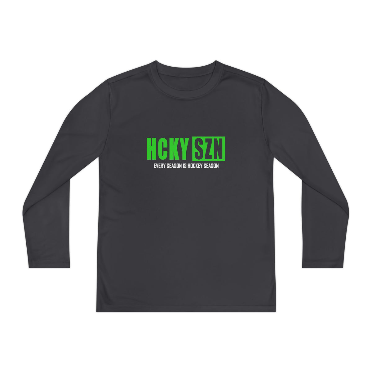 Every Season is HCKY SZN Youth Competitor Long Sleeve Tee (Lime Logo) - Various Colors