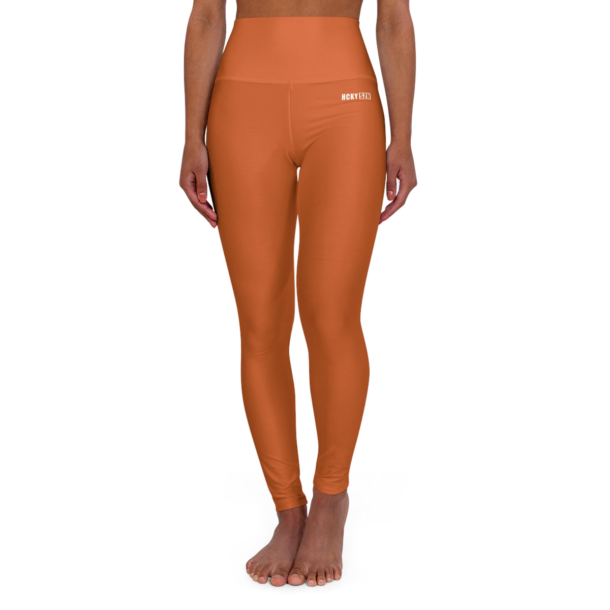 HCKY SZN High Waisted Yoga Leggings (Copper Orange)
