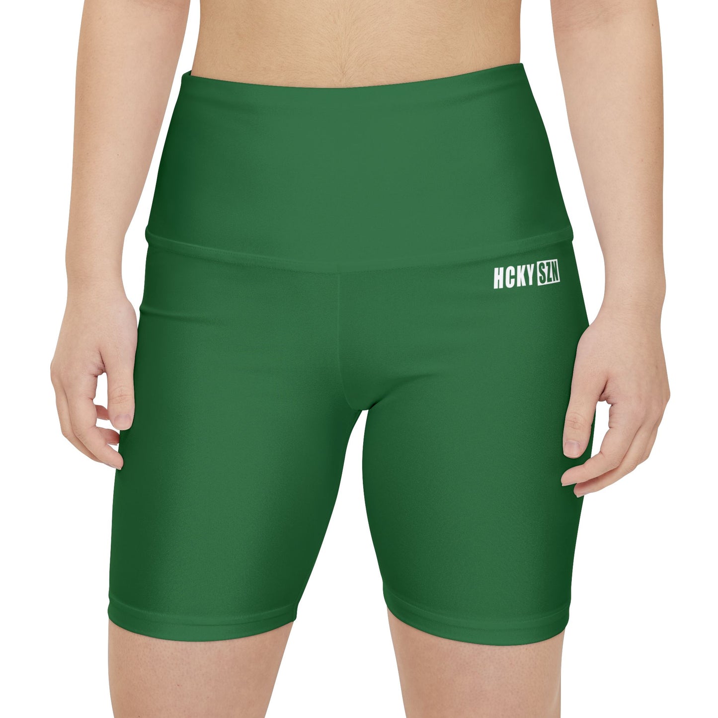 HKY SZN High Waisted Workout Shorts (Juniper Green)