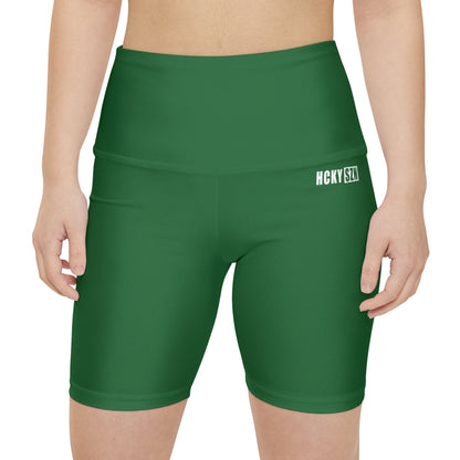 HKY SZN High Waisted Workout Shorts (Juniper Green)