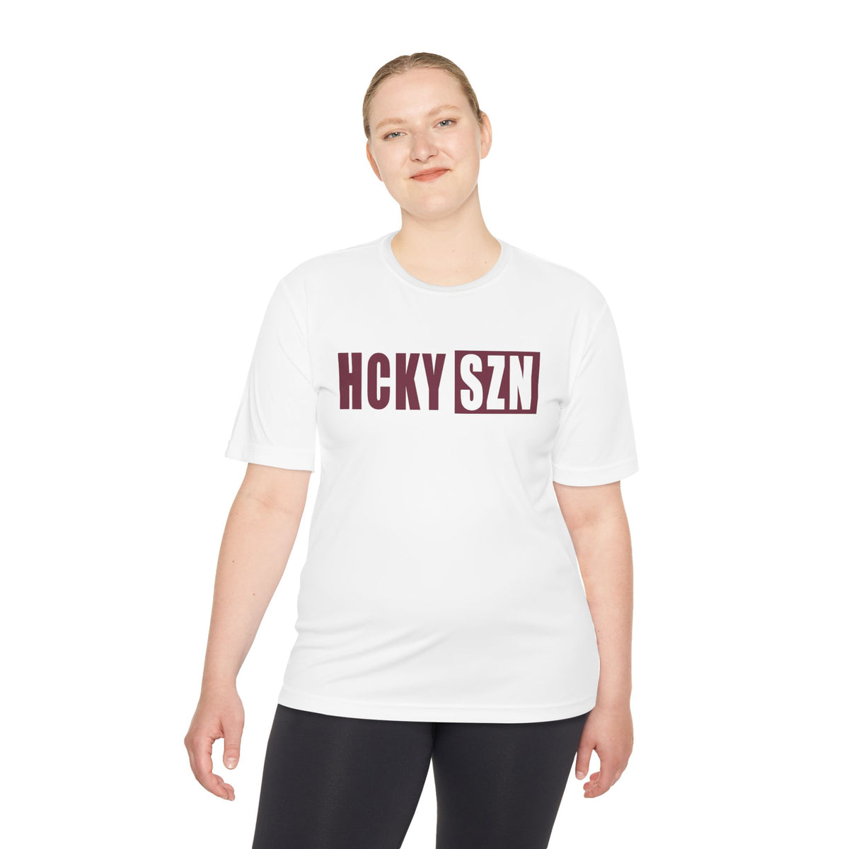 HCKYSZN (Flagship Logo) Adult Performance Tee - White/Maroon