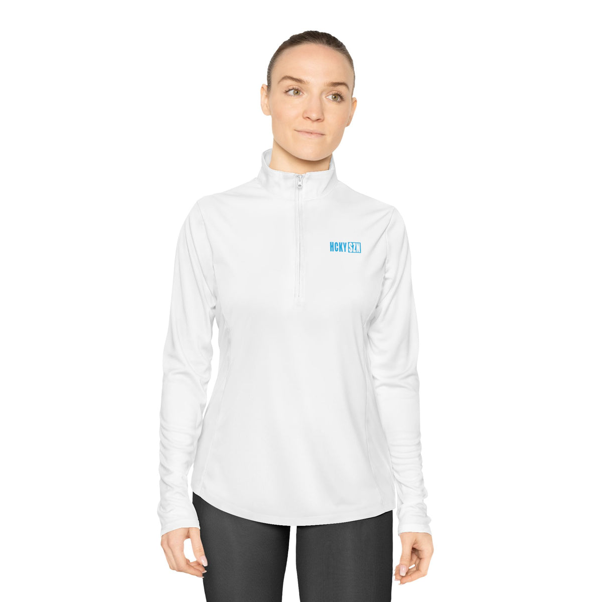 Women's HCKY SZN Quarter-Zip Pullover (White/Sky Blue)