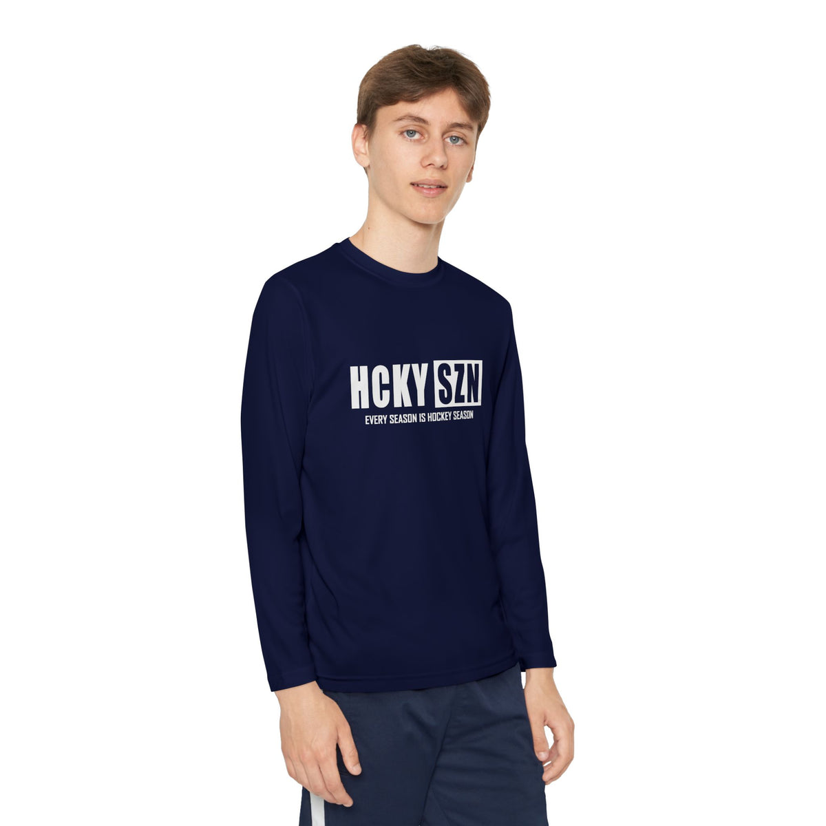 Every Season is HCKYSZN Youth Performance Long Sleeve Tee - White Logo
