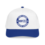 HCKY SZN Circle Logo Mid Profile Baseball Cap (White/Blue/Blue)