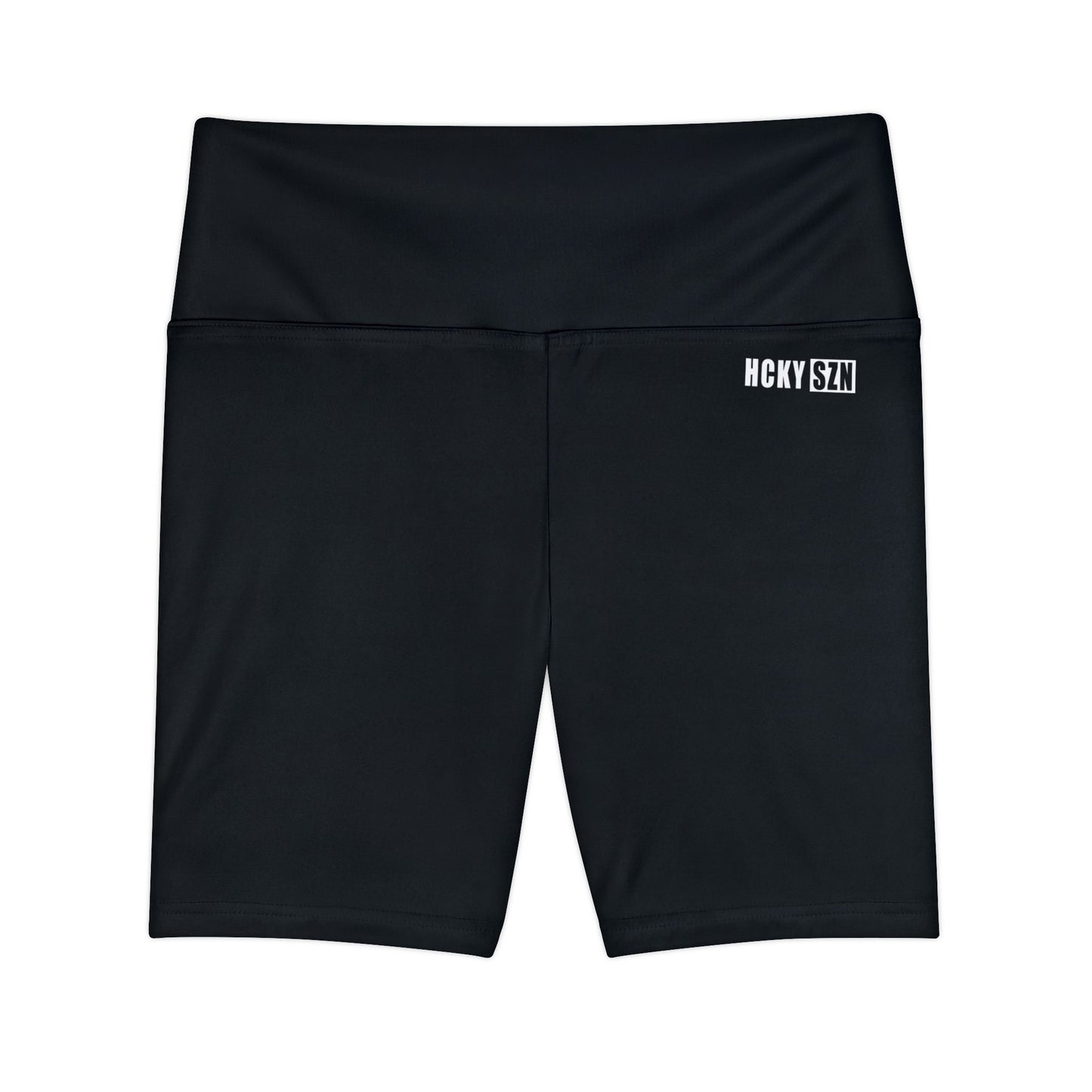 HKY SZN High Waisted Workout Shorts (Pitch Black)