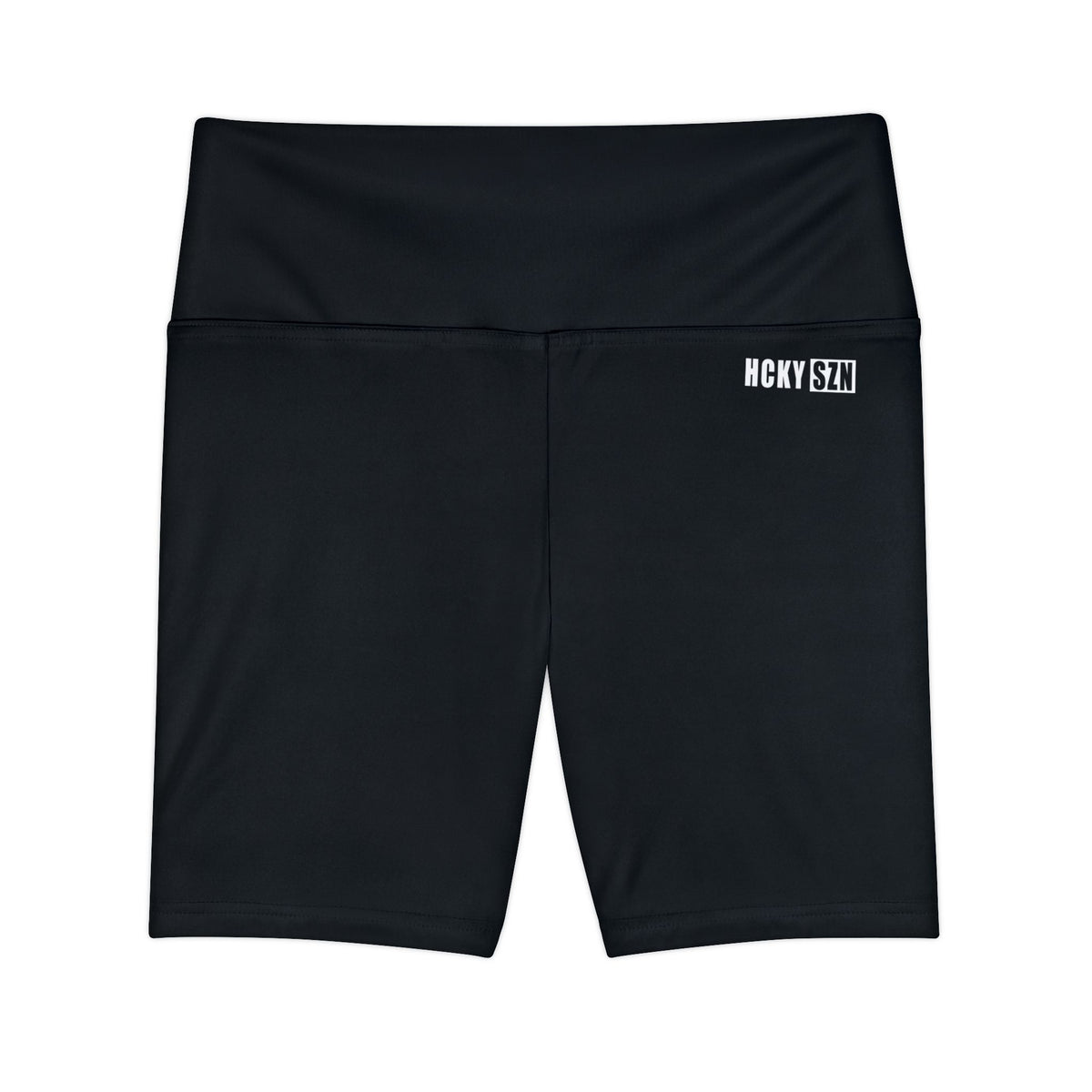 HKY SZN High Waisted Workout Shorts (Pitch Black)