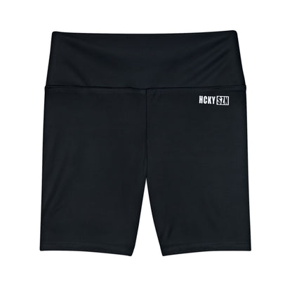HKY SZN High Waisted Workout Shorts (Pitch Black)