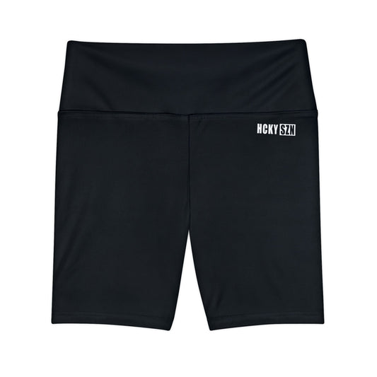 HKY SZN High Waisted Workout Shorts (Pitch Black)